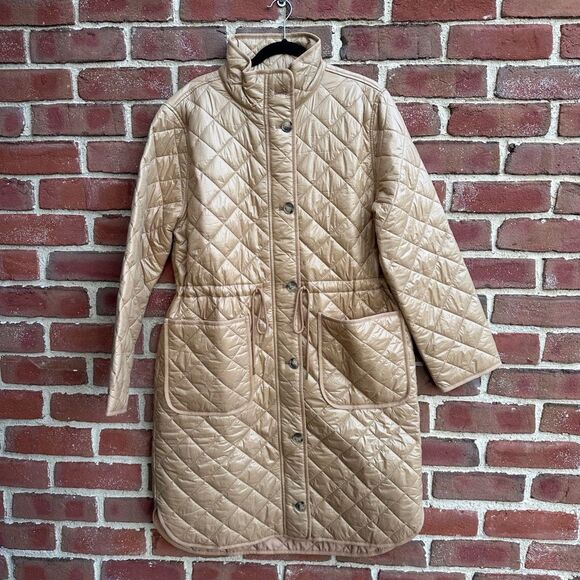 LOFT $190 Quilted Puffer jacket Coat Perfect Camel womens large NEW - Picture 4 of 9